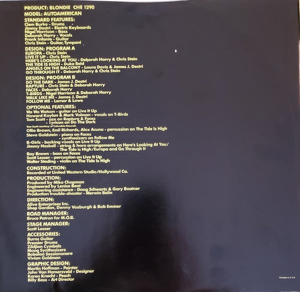 Blondie : Autoamerican (LP, Album, Ter)