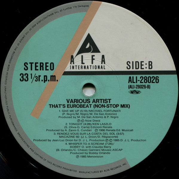 Various : That's Eurobeat Non-Stop Mix (LP, Comp, Mixed)