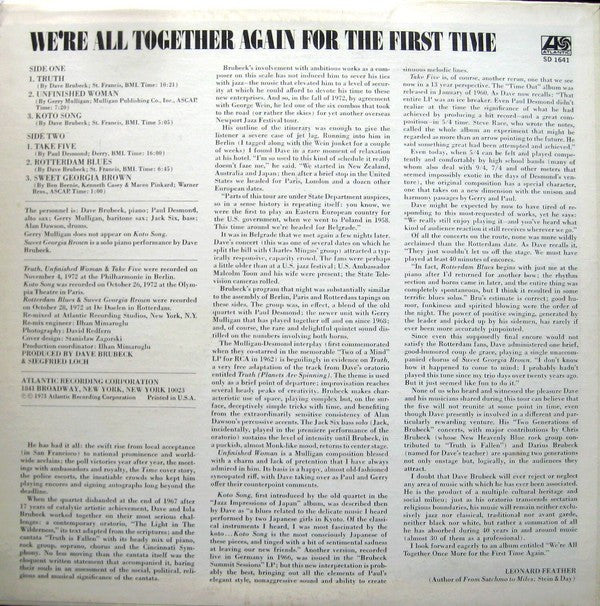 Dave Brubeck, Gerry Mulligan, Paul Desmond, Alan Dawson, Jack Six : We're All Together Again For The First Time (LP, Album, Mon)