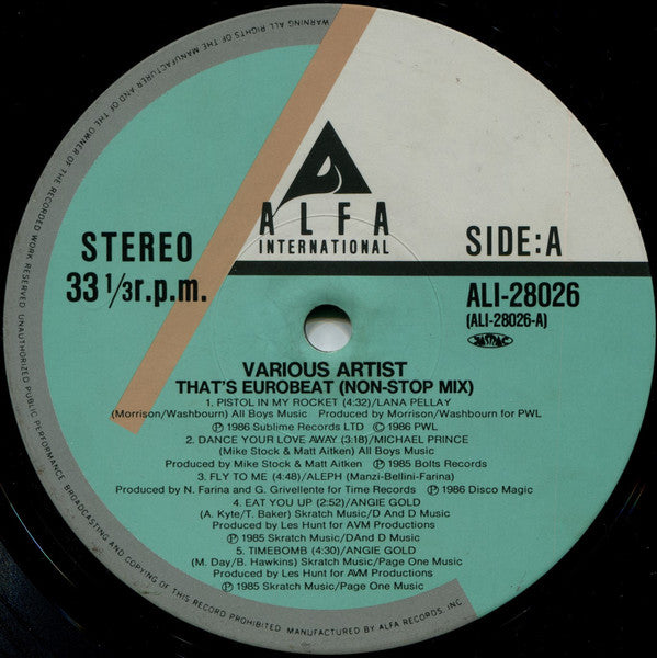 Various : That's Eurobeat Non-Stop Mix (LP, Comp, Mixed)